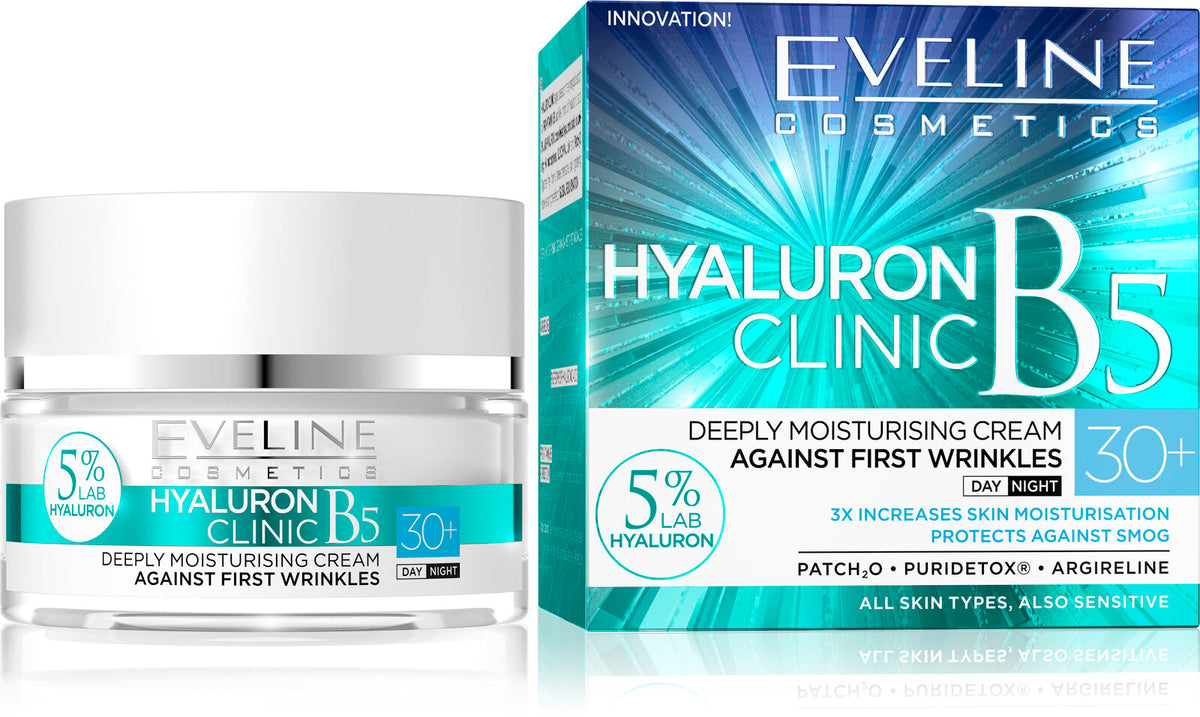 Eveline Hyaluron Clinic B5 Deeply Moisturizing Cream 30+ for Day and Night 50ml