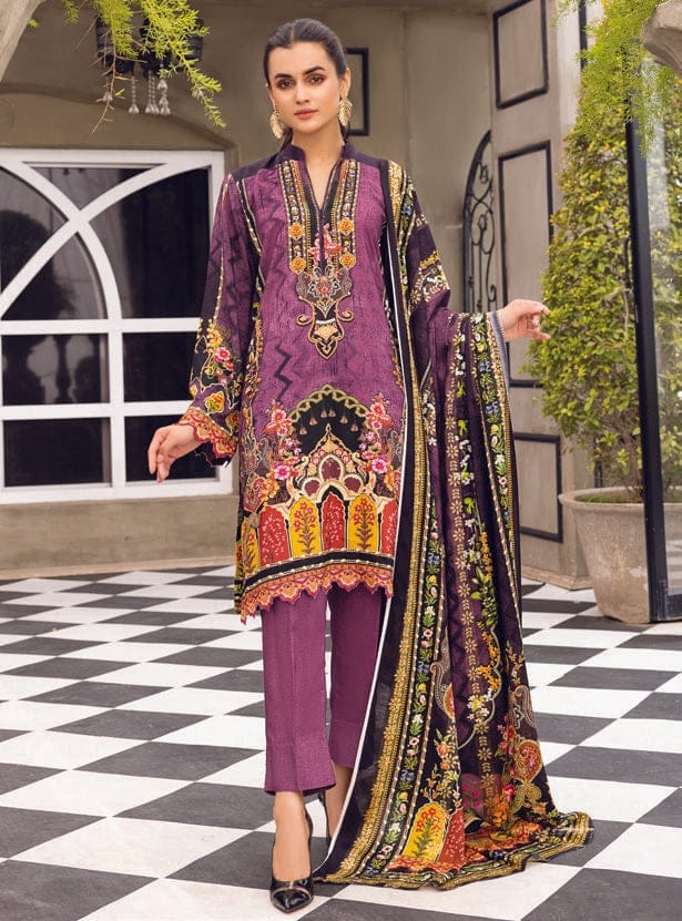 Firdous 3 Pc Unstitched Digital Jacquard’21 D#2282 Purple