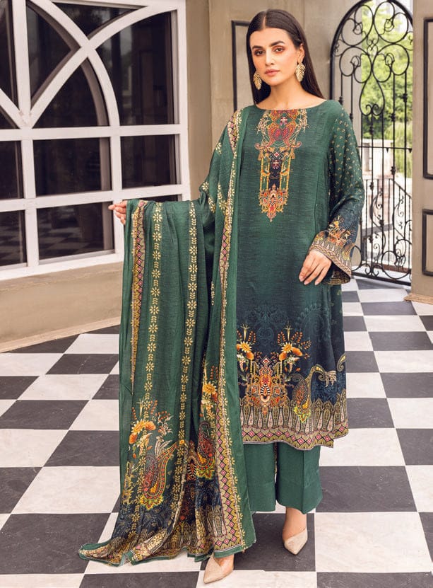 Firdous 3 Pc Unstitched Digital Jacquard’21 D#2288 B Green