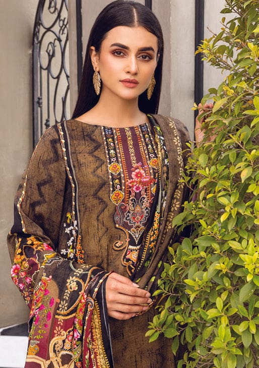 Firdous 3 Pc Unstitched Digital Jacquard’21 D#2282 Brown