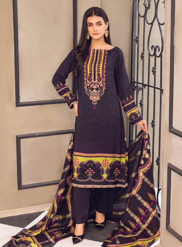 Firdous 3 Pc Unstitched Digital Jacquard’21 D#2286 D Purple