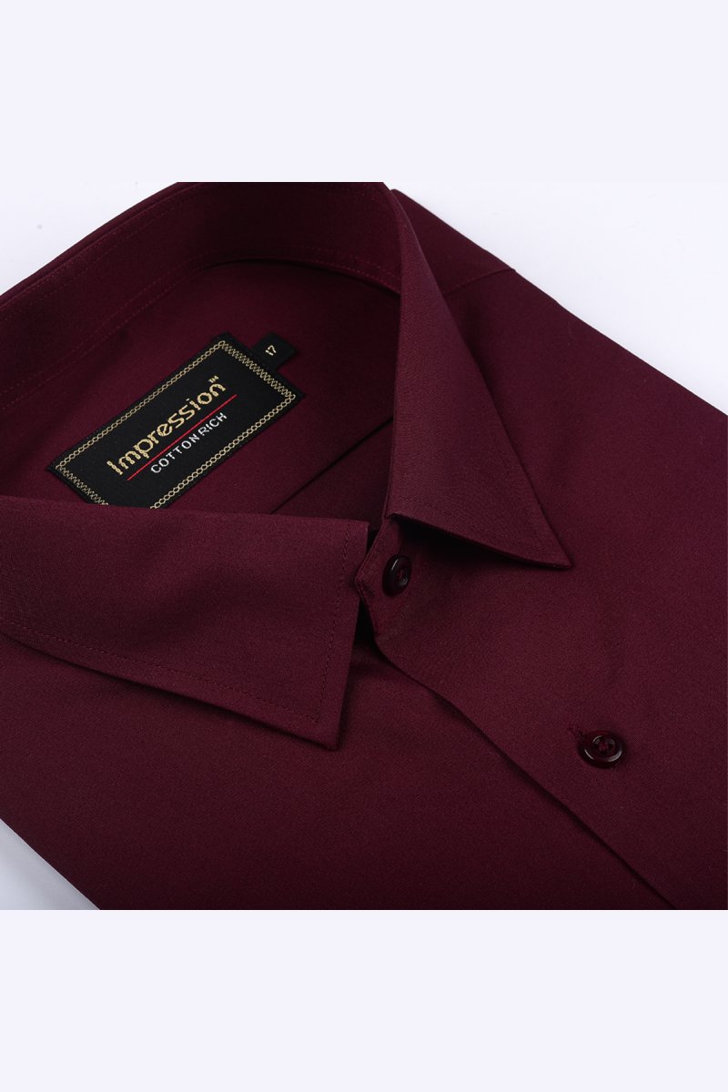 Plain Maroon Dress Shirt (silky finish)