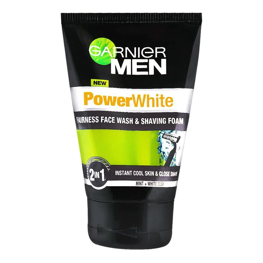 Garnier Men Power White 2 In 1 Fairness Face Wash & Shaving Foam 100ml