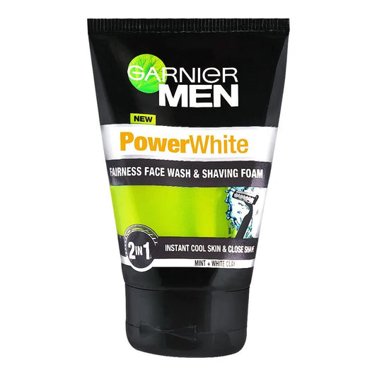 Garnier Men Powerwhite 2 In 1 Fairness Face Wash & Shaving Foam 100ml