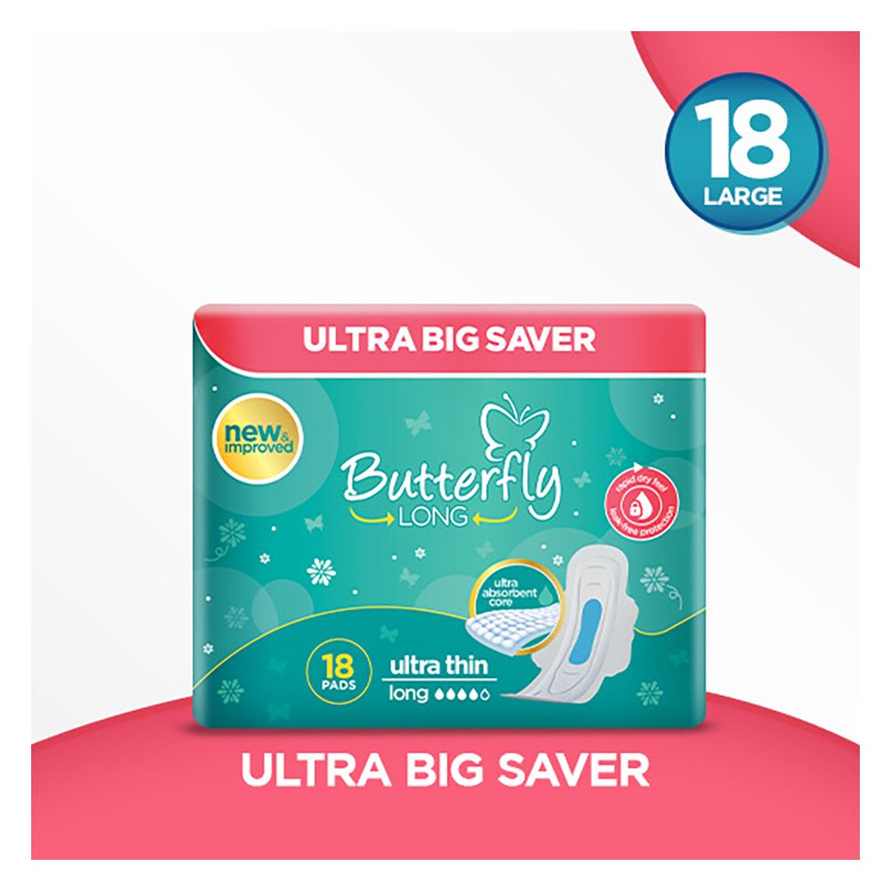 Butterfly Ultra Big Saver Long Pads Ultra Thin - 18 Pads