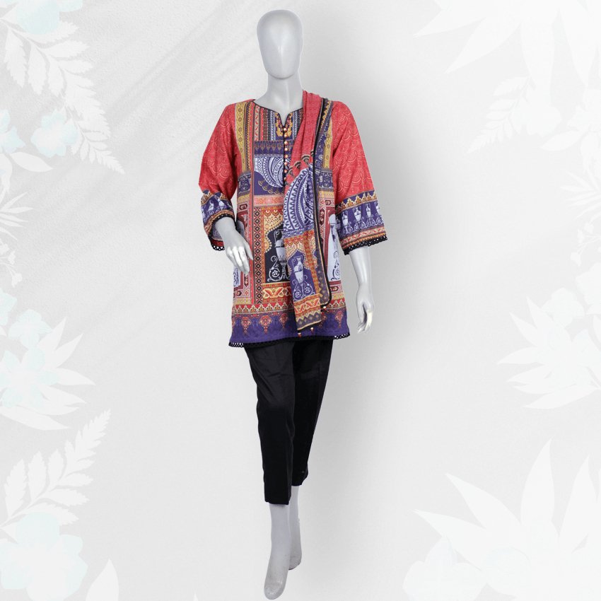 Girls 3 Piece Casual Printed Lawn Suit -PRSDT-087