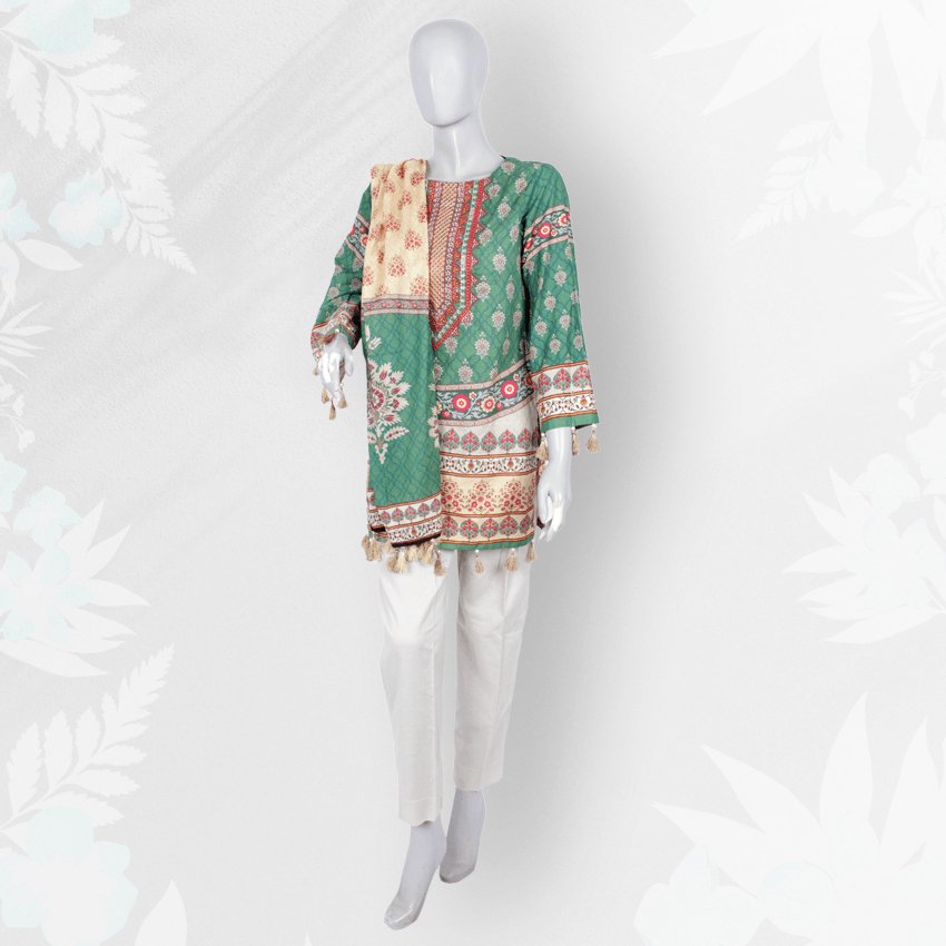 Girls 3 Piece Casual Printed Lawn Suit -03PCS-077