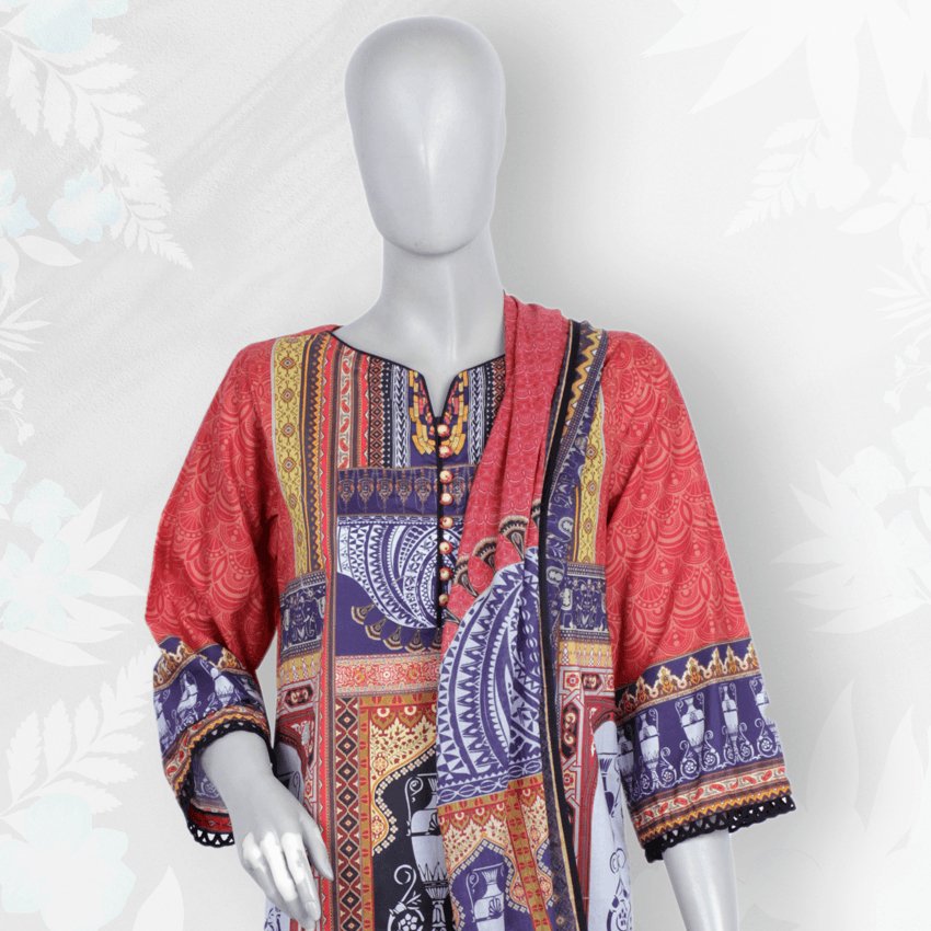 Girls 3 Piece Casual Printed Lawn Suit -PRSDT-087