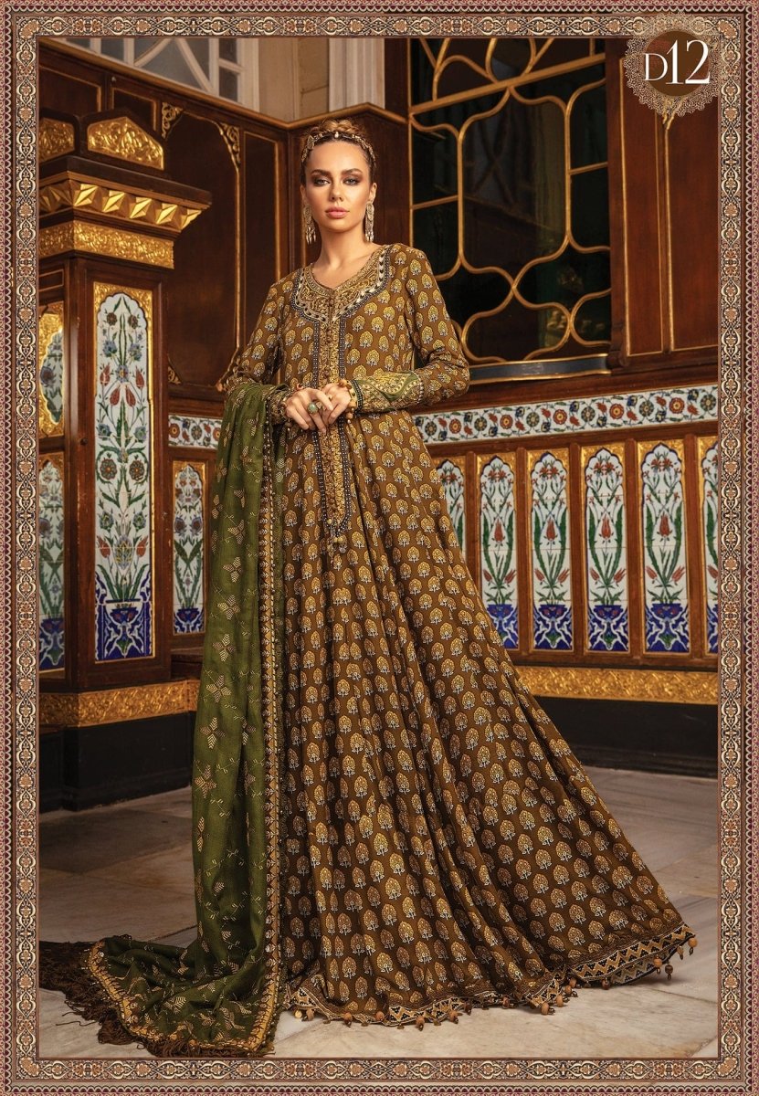 Maria B Linen Unstitched Winter'21 DL-912-Brown