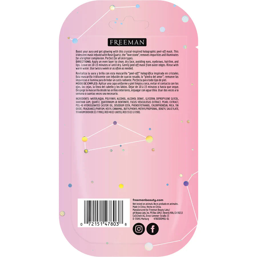 Freeman Beauty Cosmic Holographic Peel-Off Mask, Luminizing Rose Qurtz 10ml