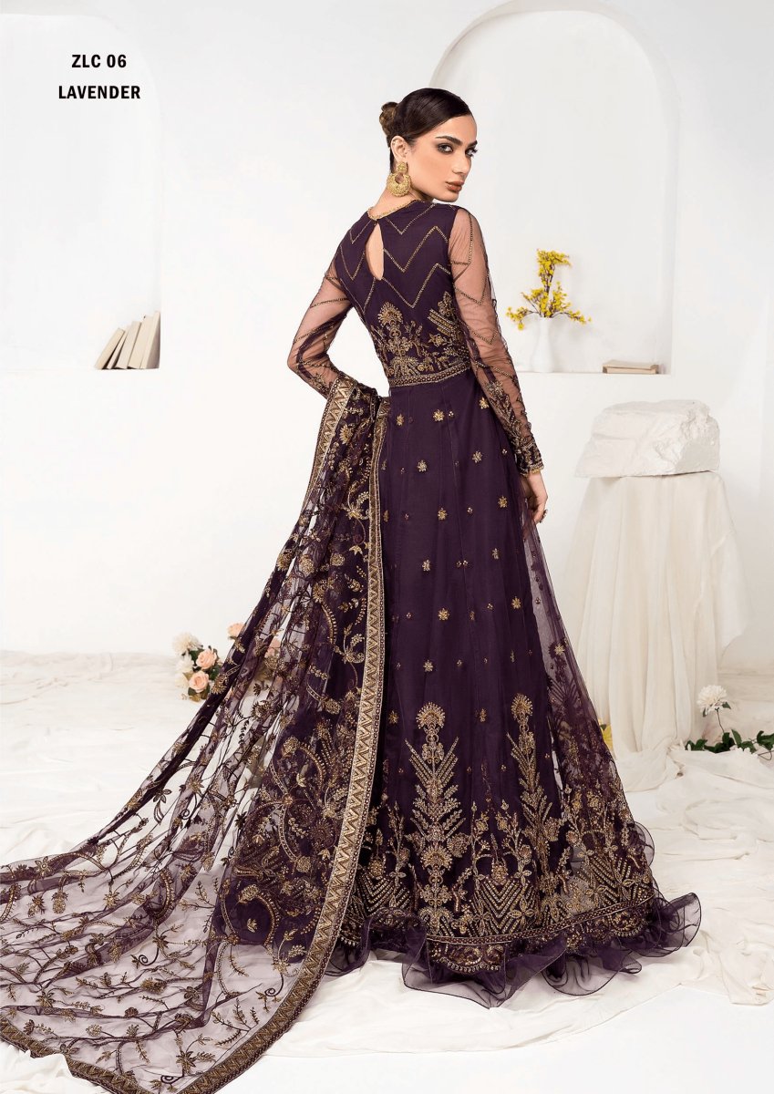 LA CELESTE By Zarif 3 Piece Unstitched Suits ZLC 06 LAVENDER- Luxury Formals Collection