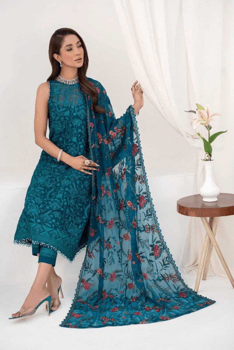 LA CELESTE By Zarif 3 Piece Unstitched Suits  ZLC 03 GARDENIA - Luxury Formals Collection