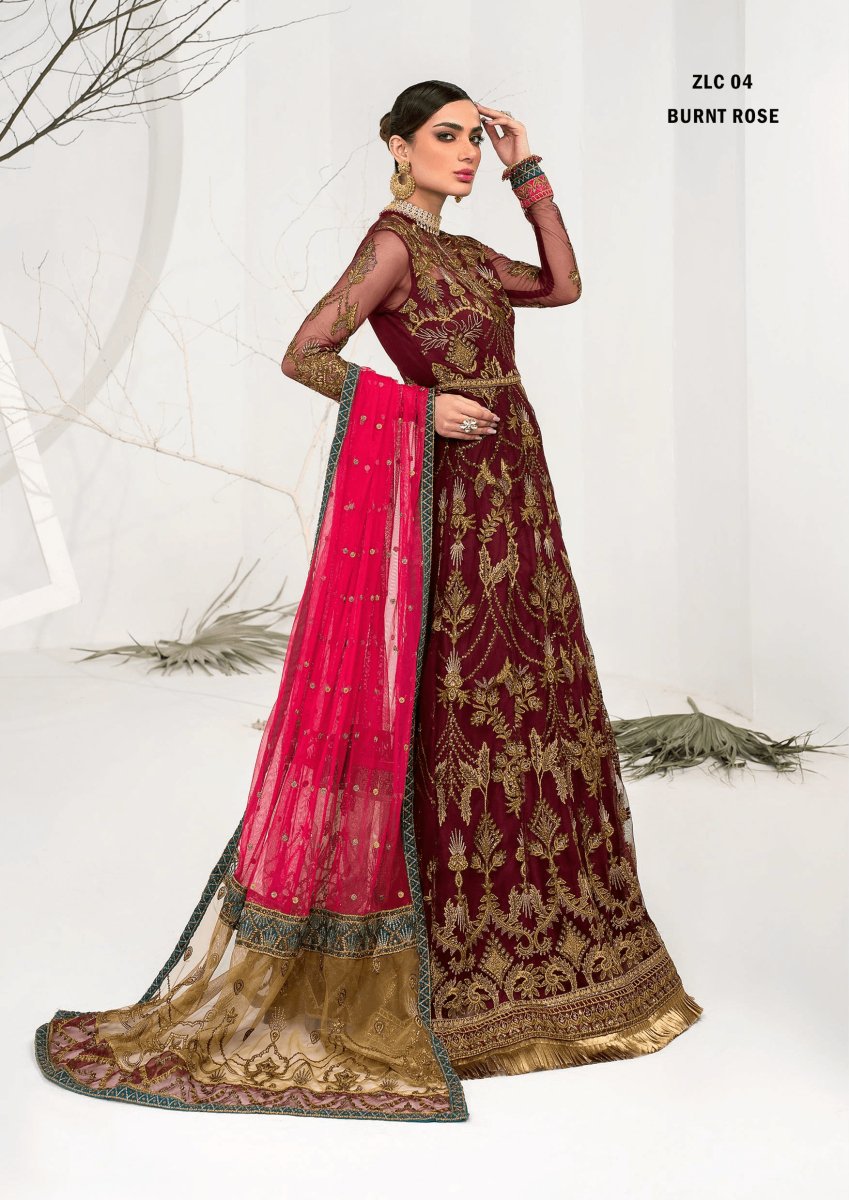 LA CELESTE By Zarif 3 Piece Unstitched Suits  ZLC 04 BURNT ROSE - Luxury Formals Collection