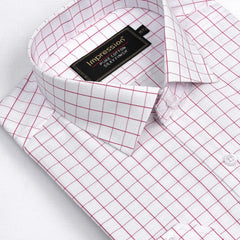 White Pink Checkered Dress Shirt