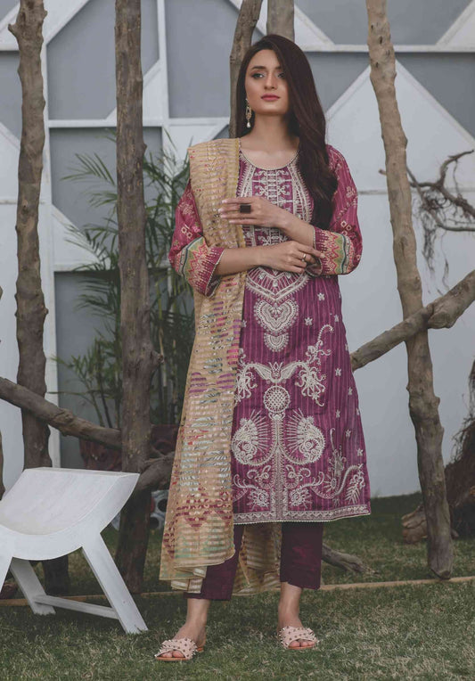 Rashid Textile Aab-e-Zar Digital Embroidered Lawn Unstitched 3 Piece Suit  (D-5609)