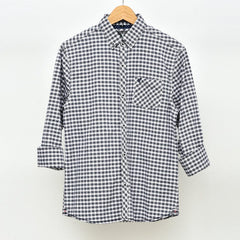 White Blue Checkered Casual Shirt