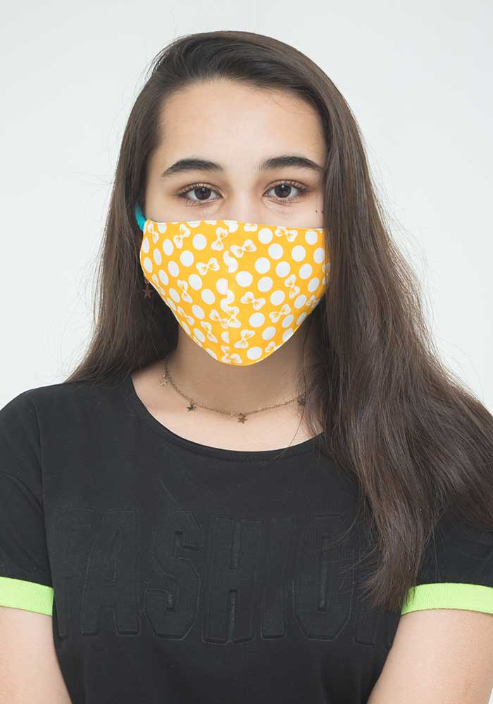 Yellow Printed Cotton Mask
