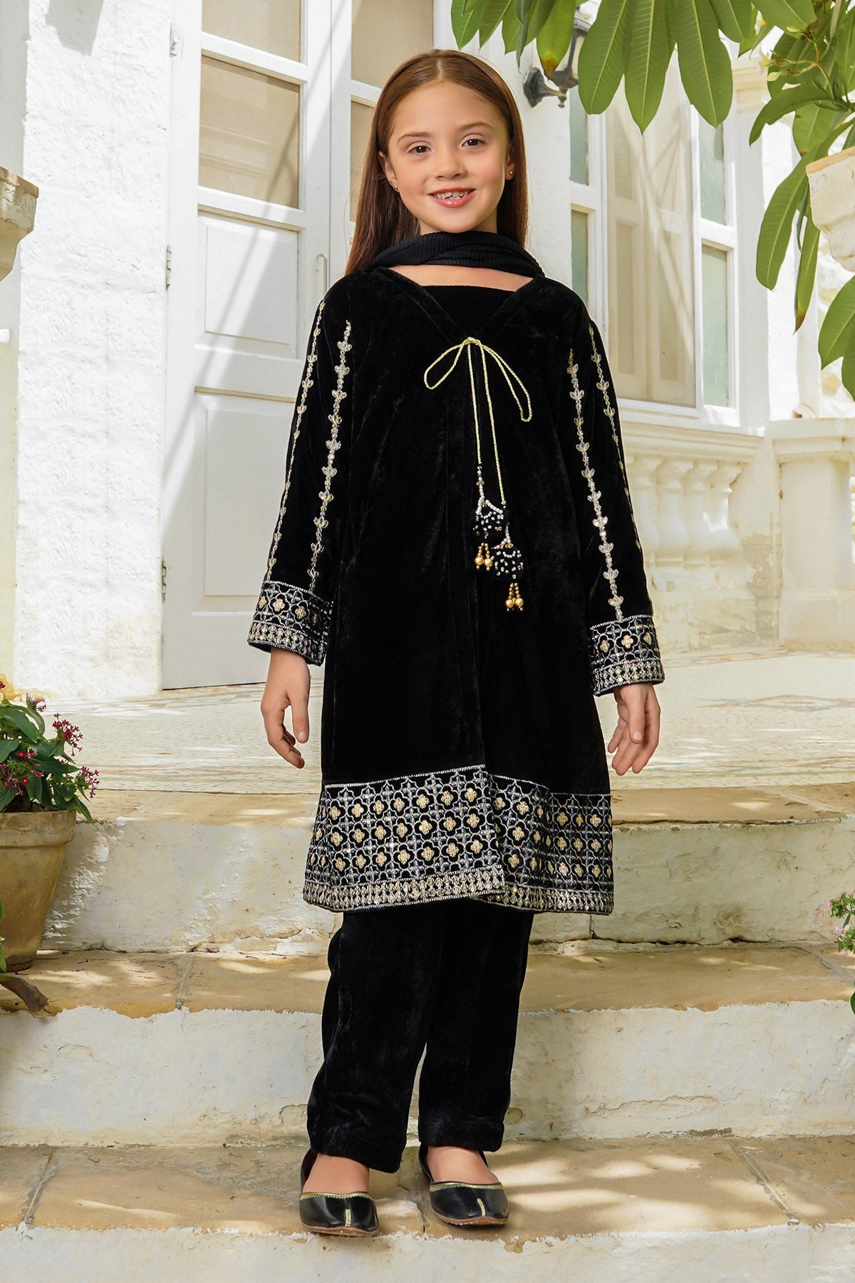 Velvet Embroidered 3 Pc Suit