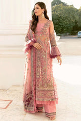 Afrozeh La Fuchsia Embroidered Chiffon Collection (09-ROSE SHELL PINK)