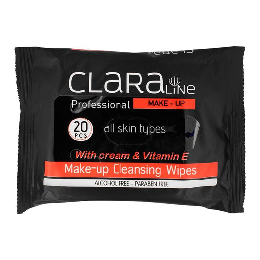Claraline Professional Paraben Free Make-Up Cleansing Wipes, 20-Pack