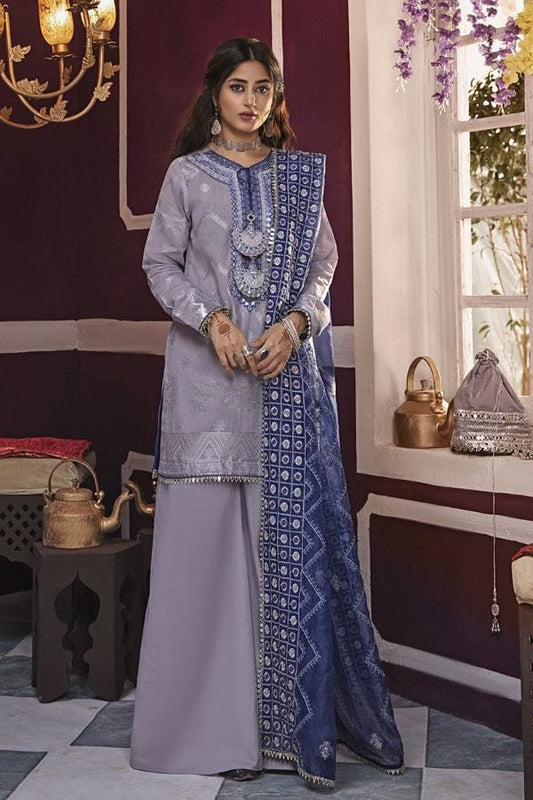Ladies Un-Stitch Cross Stitch Rim Jhim Luxury Eid'21 (NOOR-E QAMAR A)