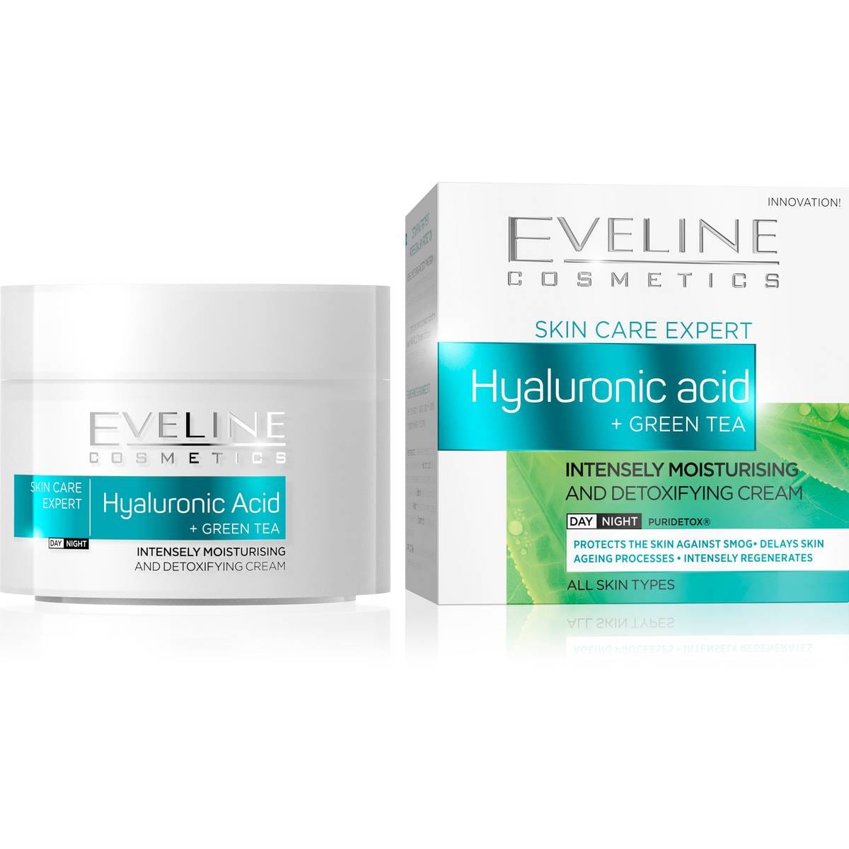 Eveline Cosmetics Hyaluronic Acid + Green Tea Intensely Moisturizing Day/Night Cream 50ml