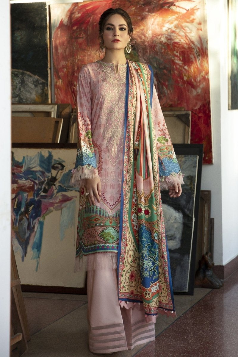 Iris by Jazmin Embroidered Viscose Slub Khaddar Un-Stitch Suits (D10 PINK ISLAND)