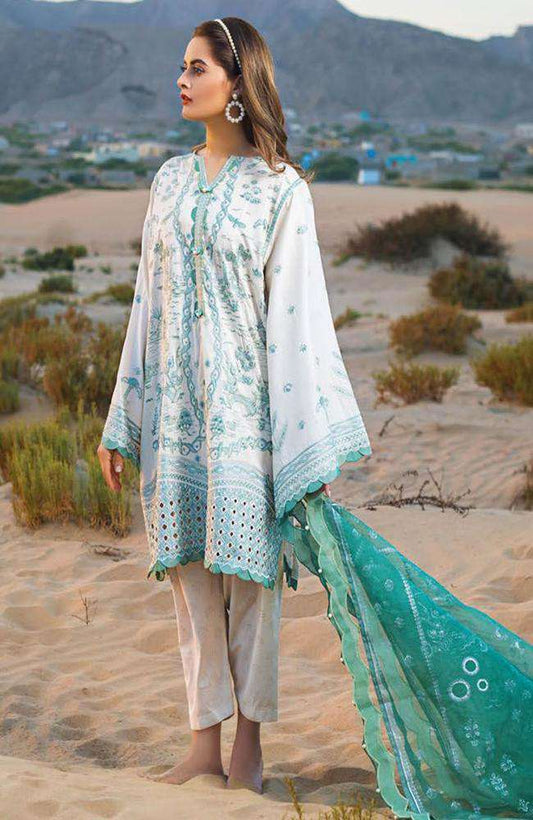 Ladies Un-Stitch Erum Khan Embroiderd Lawn (08 Nile Mint)