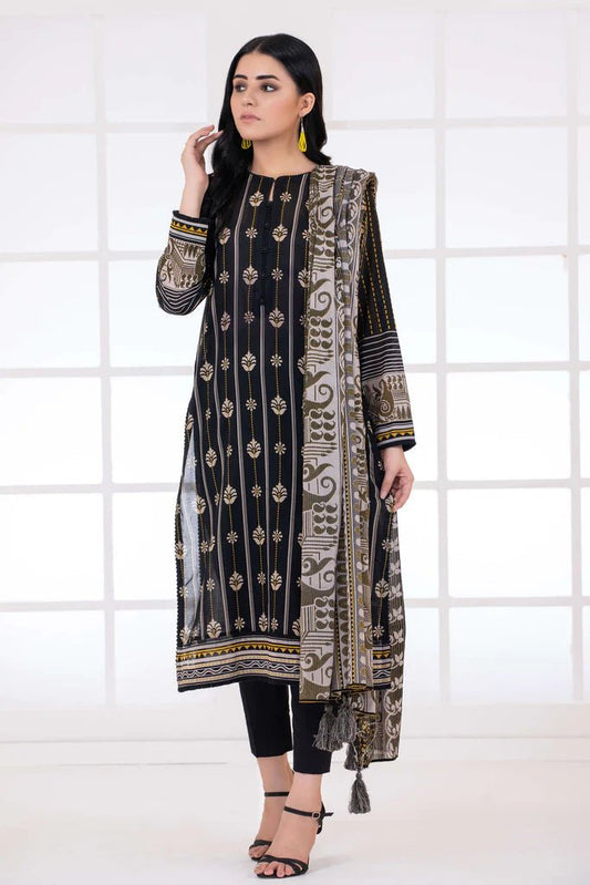 Monochrome By Lakhany Printed Lawn Unstitched 3 Piece (MCP-7016) - Black & White Collection
