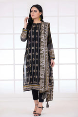 Monochrome By Lakhany Printed Lawn Unstitched 3 Piece (MCP-7016) - Black & White Collection