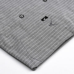 Grey Striped Casual Shirt