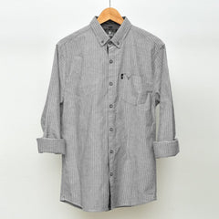Grey Striped Casual Shirt