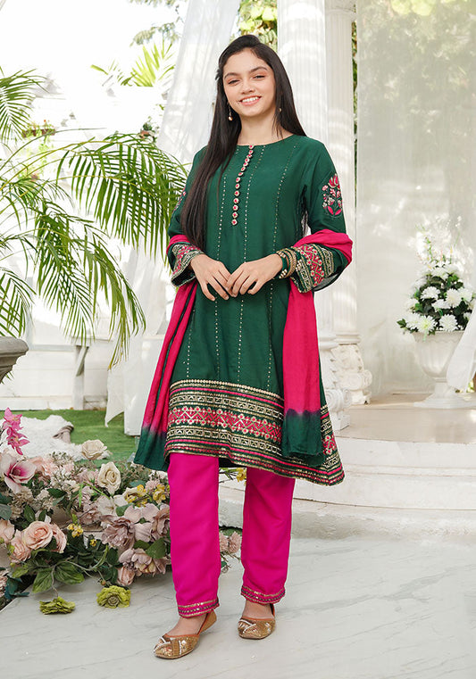 Viscose Embroidered 3 Pc Suit