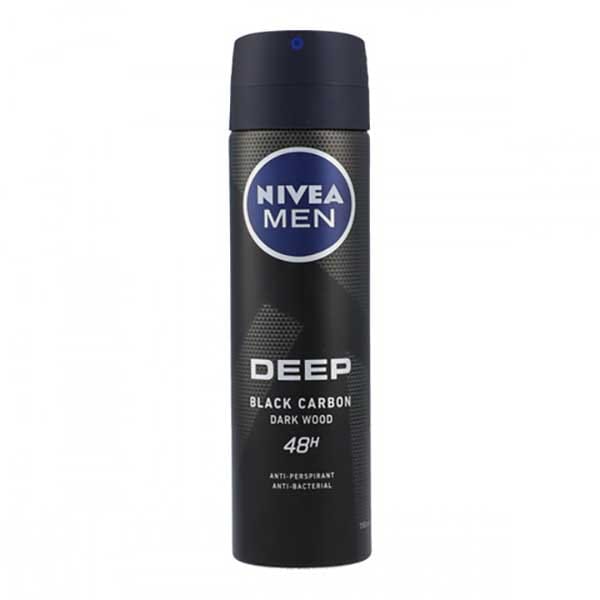 Nivea Men Deep Black Carbon Dark Wood Deodorant For Men 150ml