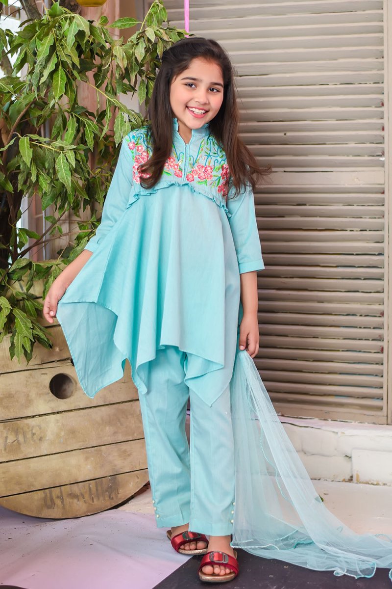 Cotton Embroidered 3 Pc Suit