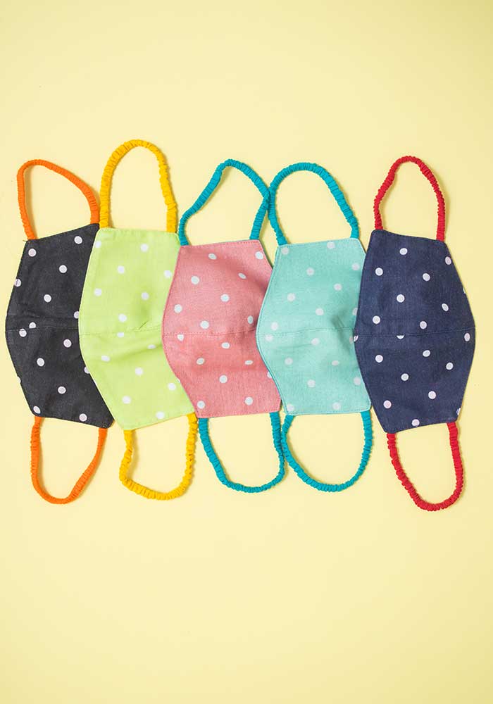 Pack Of 5 Polka Dots Cotton Mask