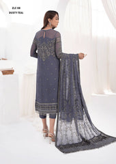 LA CELESTE By Zarif 3 Piece Unstitched Suits ZLC 08 DUSTY TEAL-Luxury Formals Collection