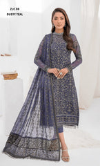 LA CELESTE By Zarif 3 Piece Unstitched Suits ZLC 08 DUSTY TEAL-Luxury Formals Collection