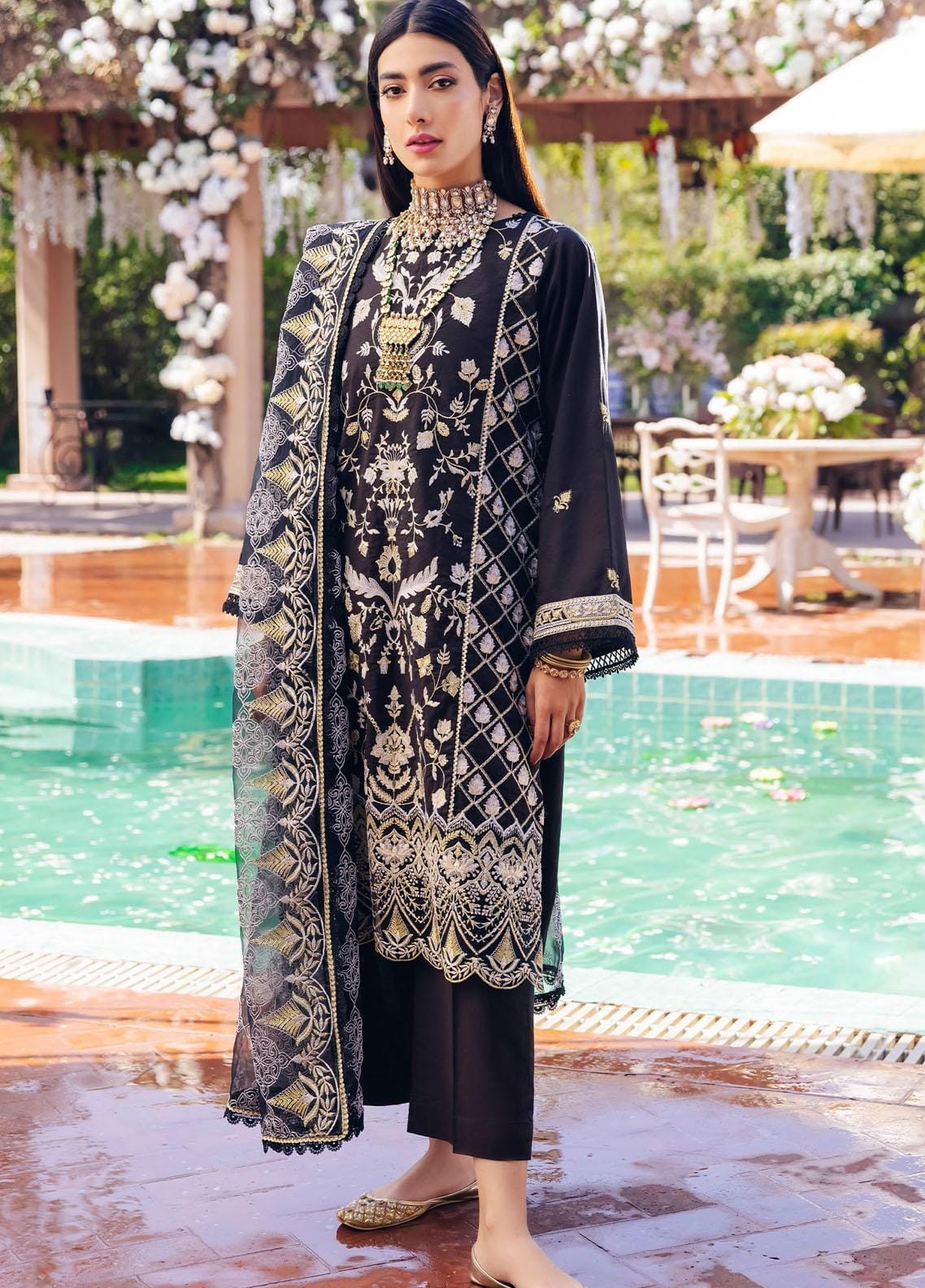 Zellbury Embroidered Cambric Unstitched 3 Piece WULC22E30286 - Luxury Eid Collection